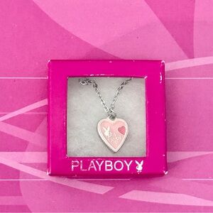 Playboy y2k name logo heart bunny necklace